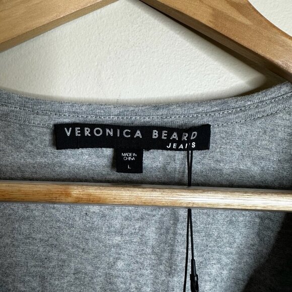 NWT Veronica Beard Jeans Pima Ruched W/ Flounce Dress Womens Grey Sz L - Picture 7 of 14
